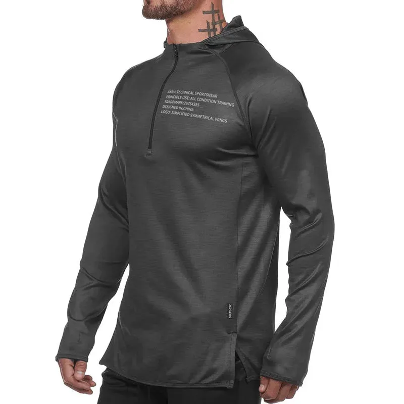 Men's Running Jackets Hoodies - Fitness Sportswear Gym Clothing, Bodybuilding Workout Sweatshirt, Jogging Training Hooded Sport Shirt