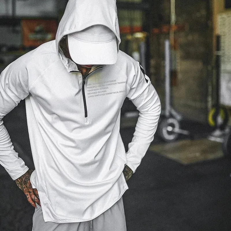 Men's Running Jackets Hoodies - Fitness Sportswear Gym Clothing, Bodybuilding Workout Sweatshirt, Jogging Training Hooded Sport Shirt