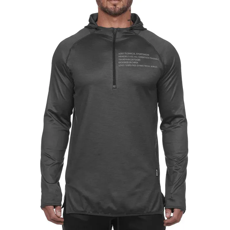Men's Running Jackets Hoodies - Fitness Sportswear Gym Clothing, Bodybuilding Workout Sweatshirt, Jogging Training Hooded Sport Shirt