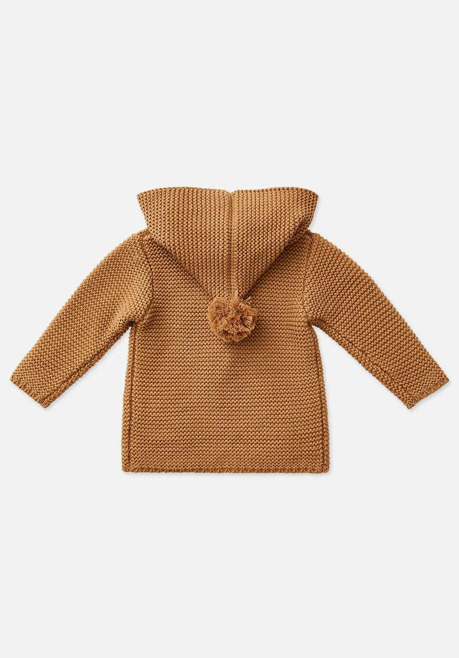 Miann & Co Baby - Hooded Bobble Knit Cardigan - Caramel