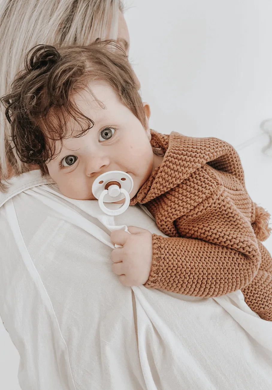 Miann & Co Baby - Hooded Bobble Knit Cardigan - Caramel