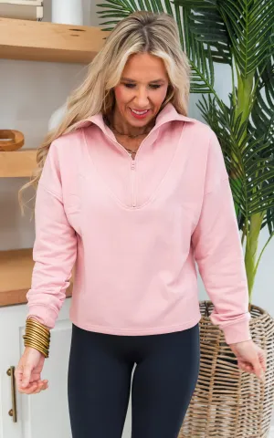 MONO B Rose Fleece Half Zip Pullover - Final Sale