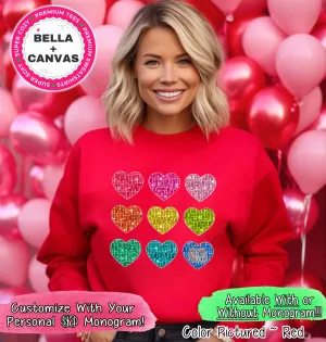 Monogram Faux Sequin Hearts Valentine Tee or Sweatshirt