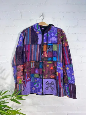Mushroom Patch Hooded Zip Fleece Lined Jacket