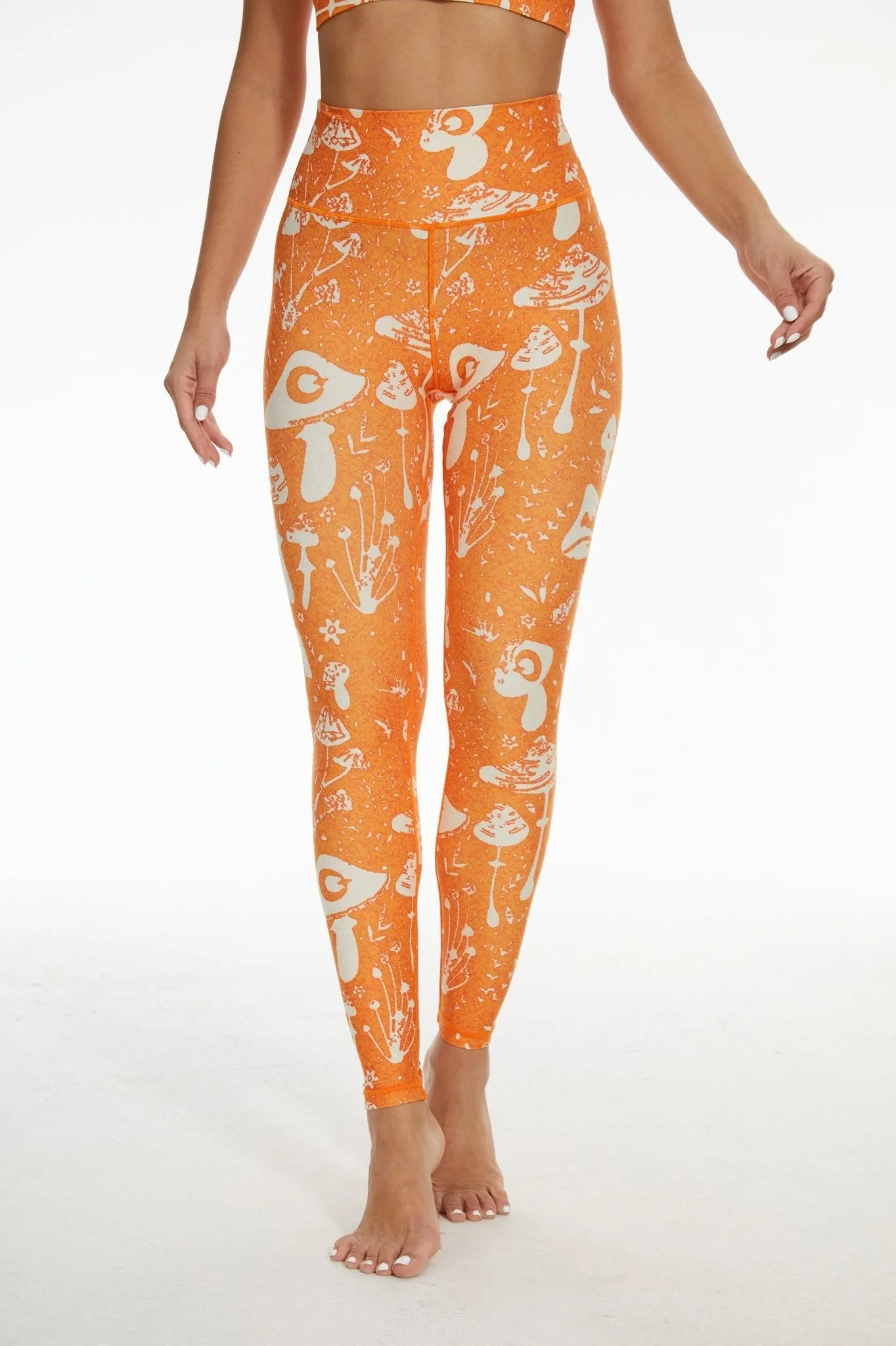 Mystic Mushroom Glow Leggings – Sunset Orange Spore Print