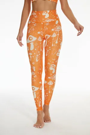 Mystic Mushroom Glow Leggings – Sunset Orange Spore Print