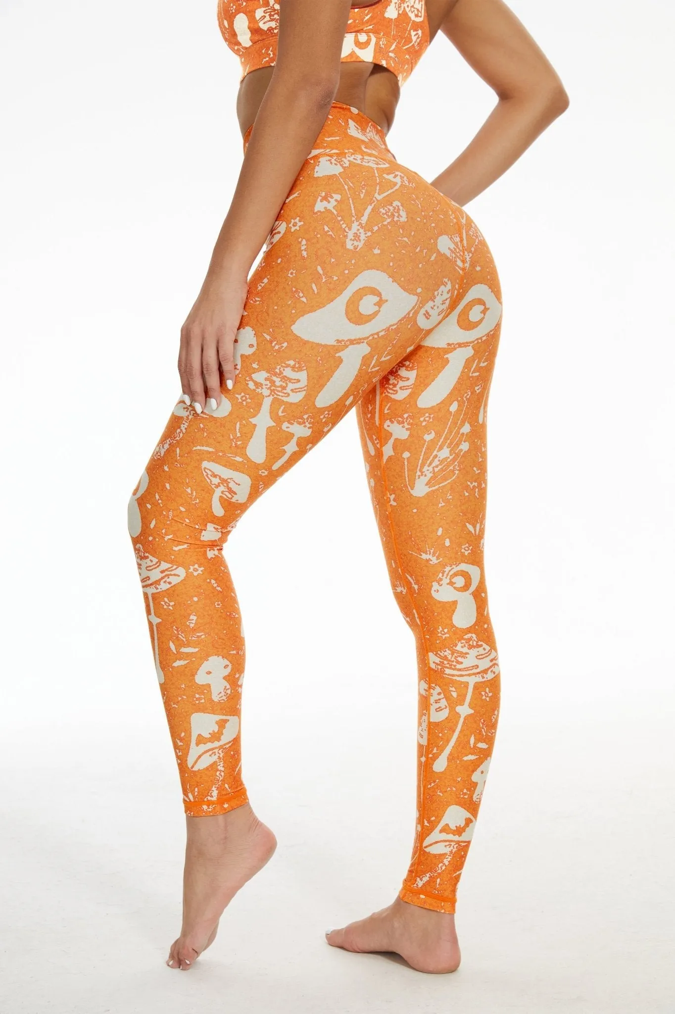 Mystic Mushroom Glow Leggings – Sunset Orange Spore Print