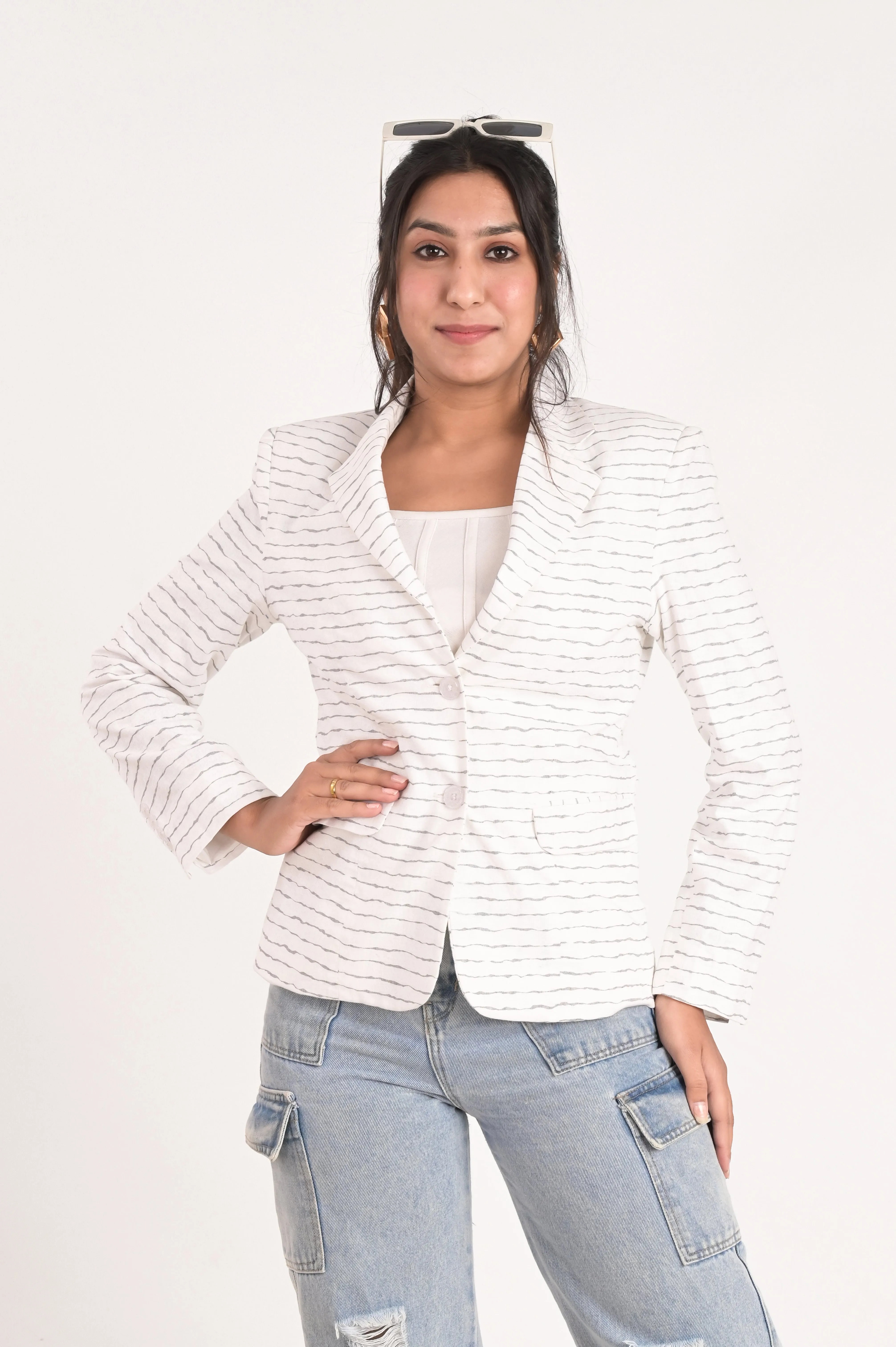 Nautical Stripe Elegance Blazer