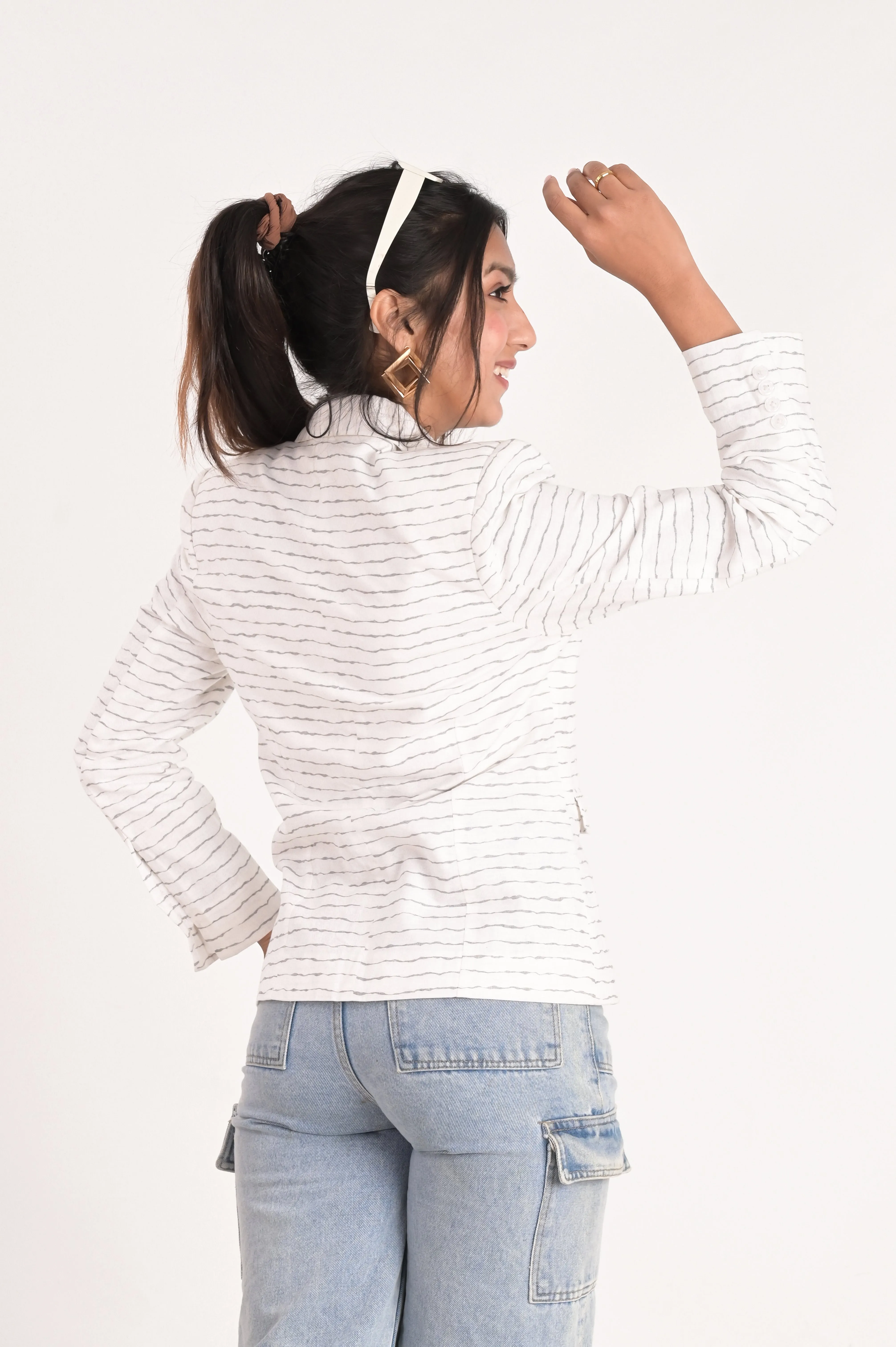 Nautical Stripe Elegance Blazer