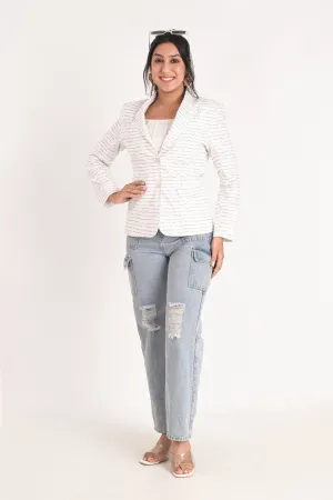 Nautical Stripe Elegance Blazer
