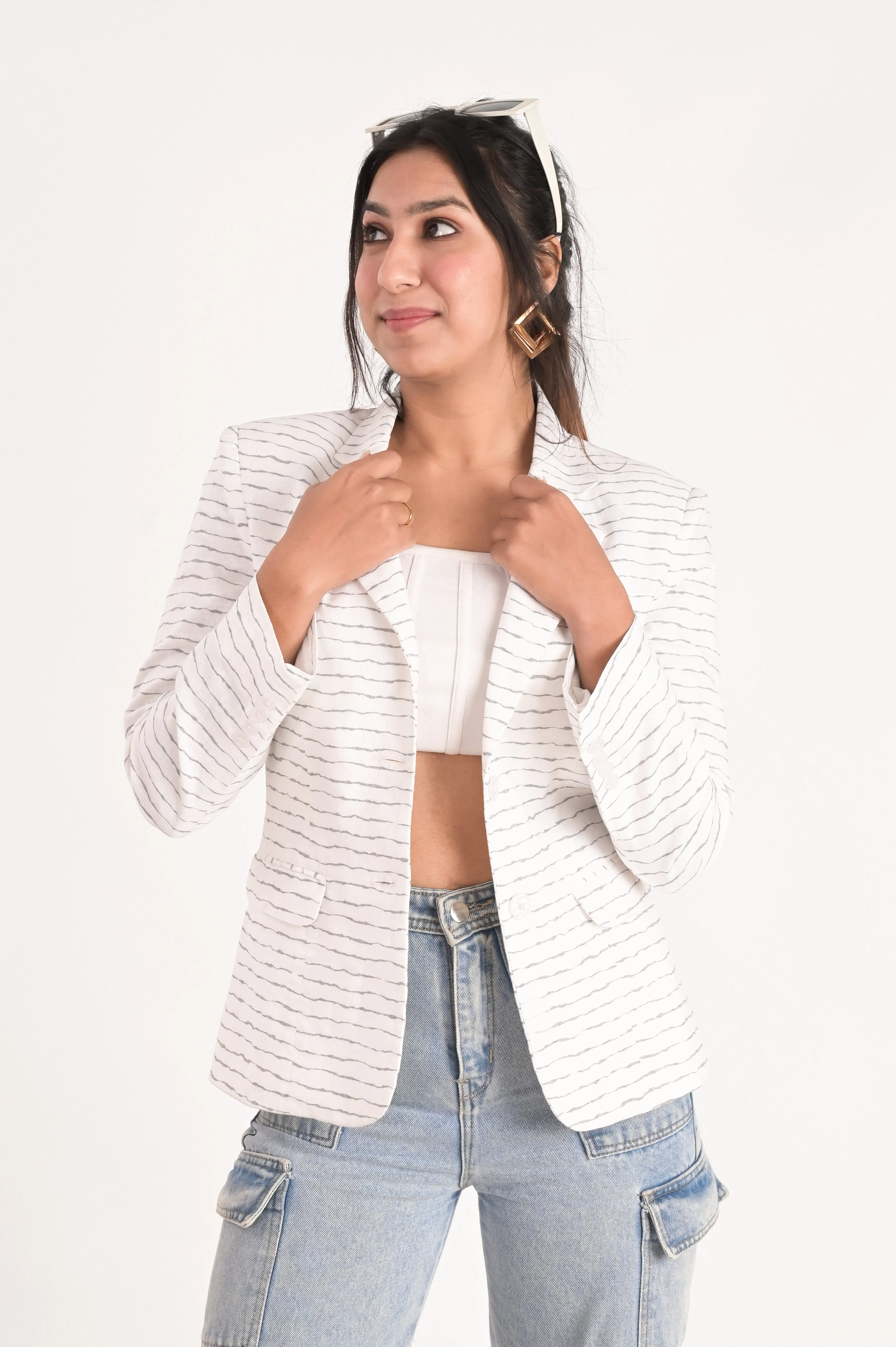 Nautical Stripe Elegance Blazer