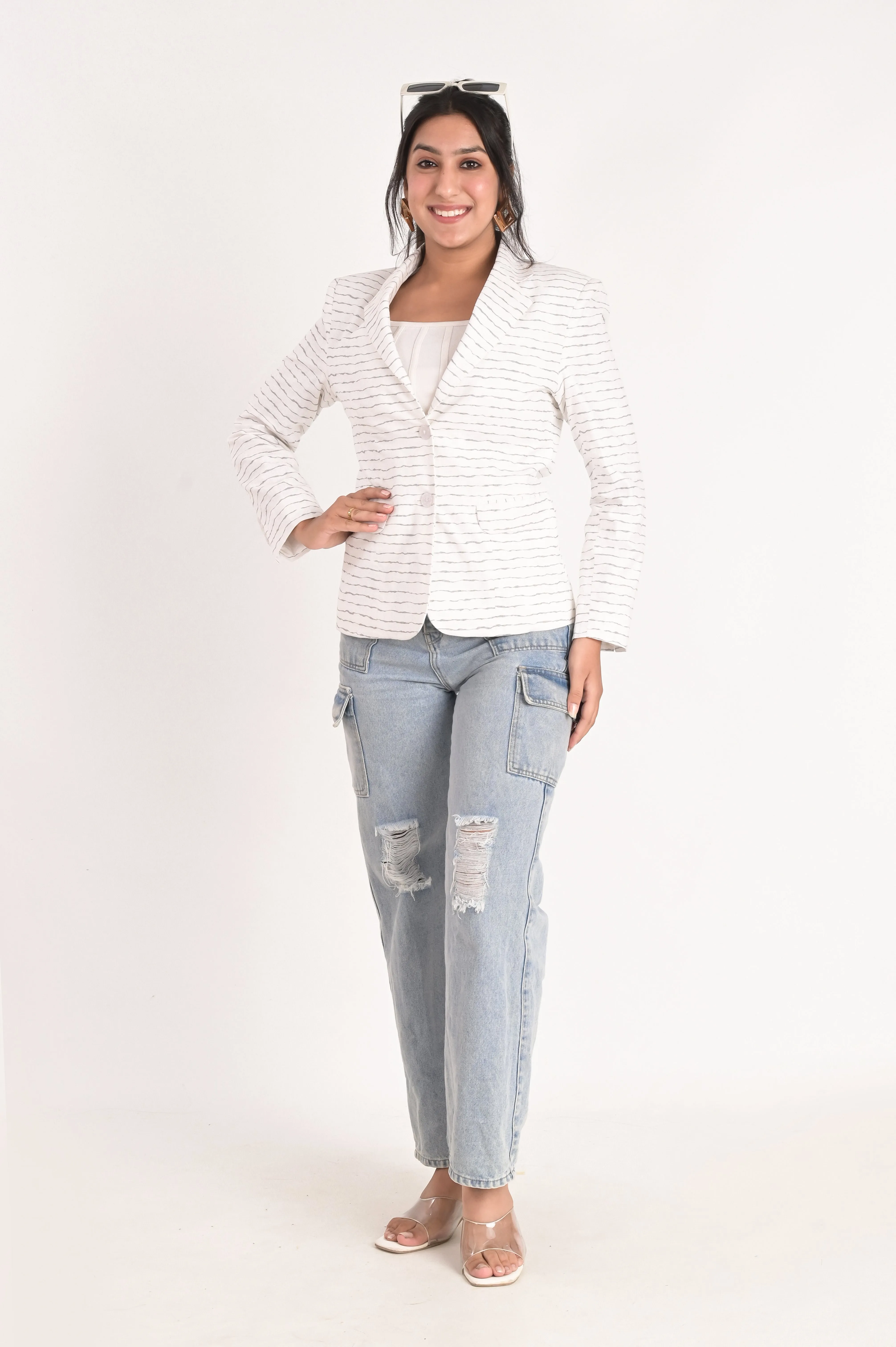 Nautical Stripe Elegance Blazer