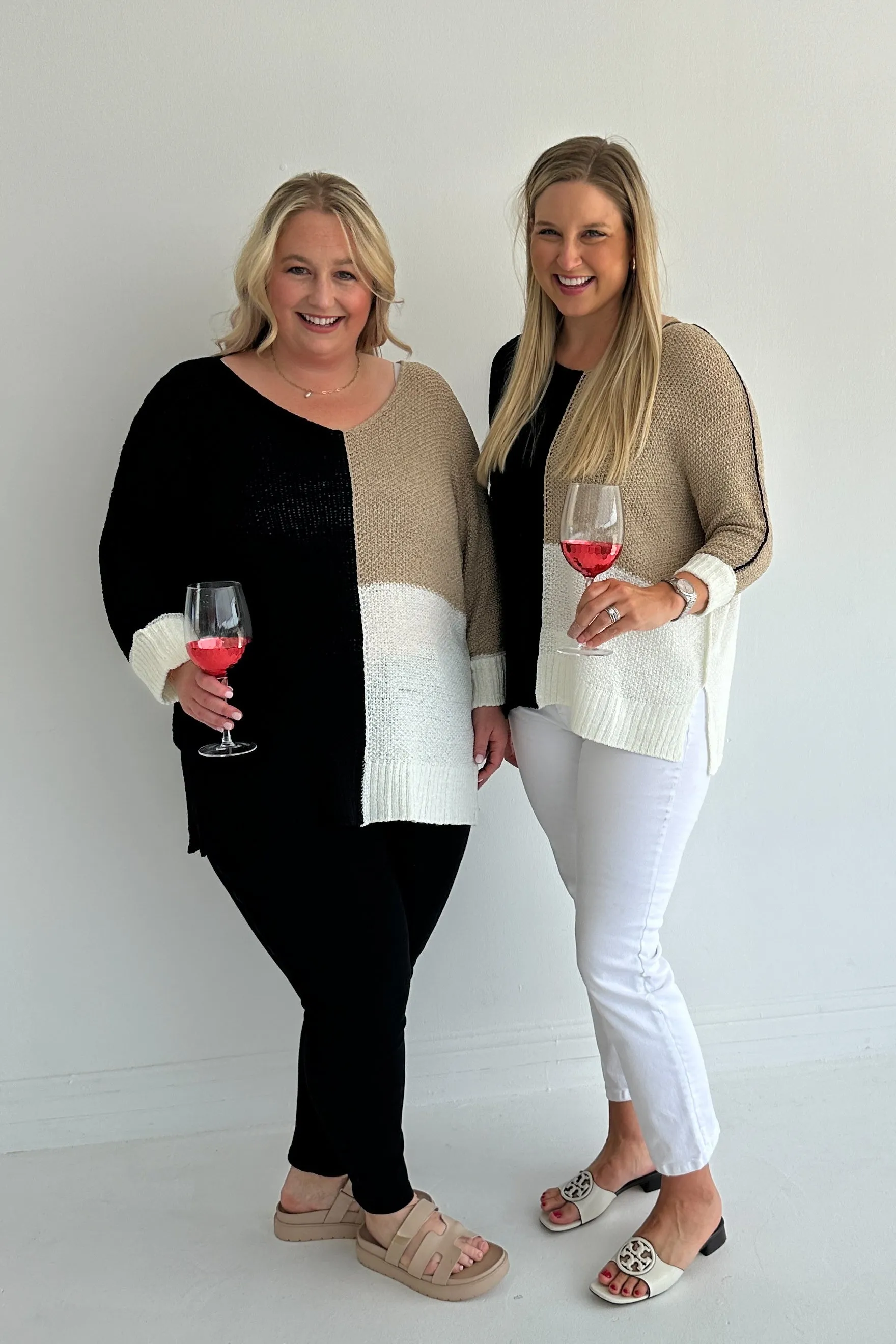 Neutral Color Block Sweater