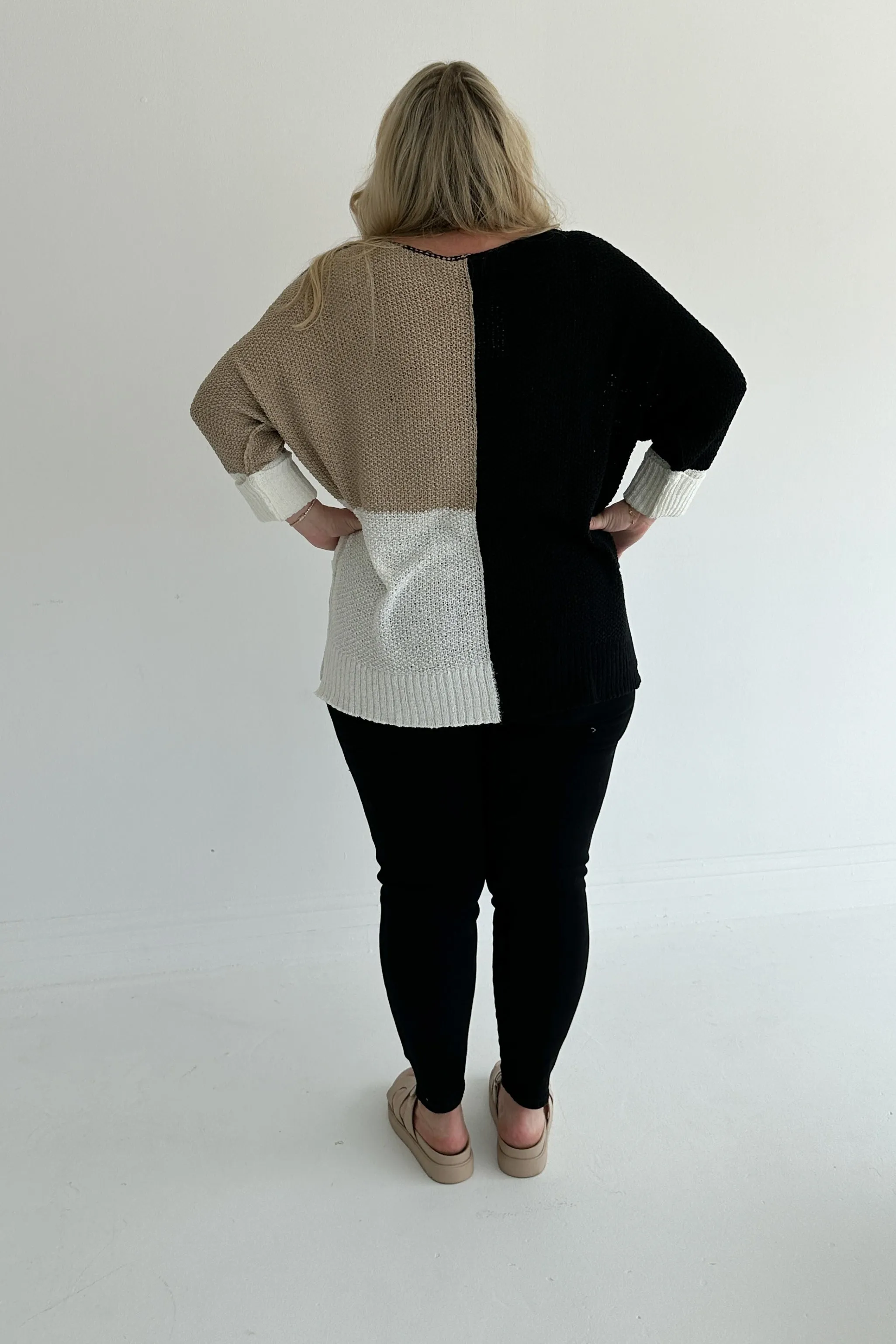 Neutral Color Block Sweater