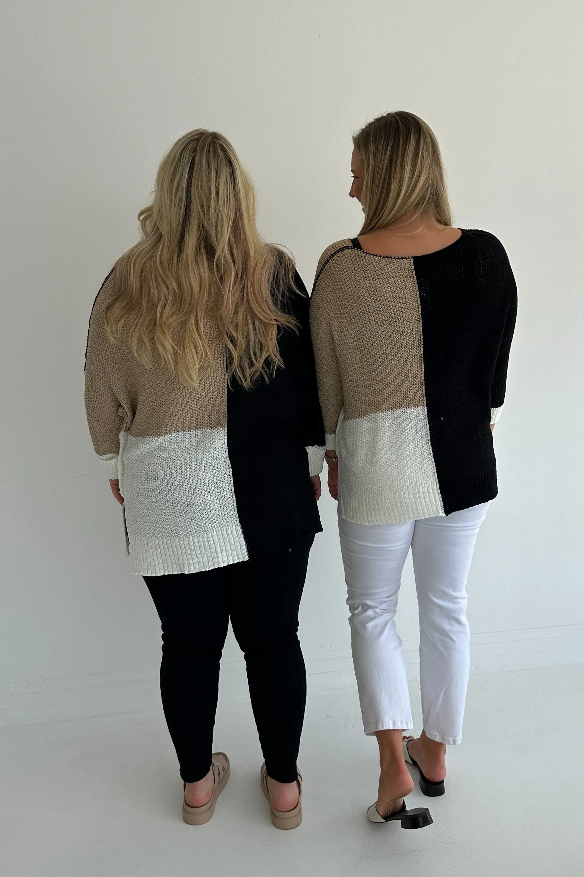Neutral Color Block Sweater