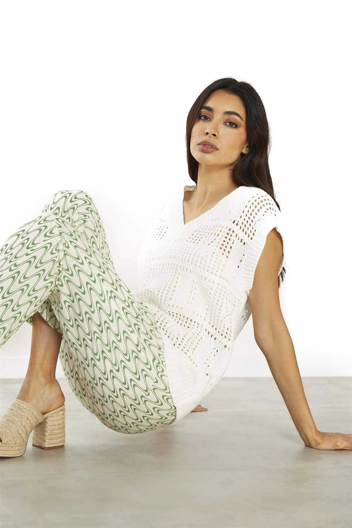 Off White Knit Oversized-Top
