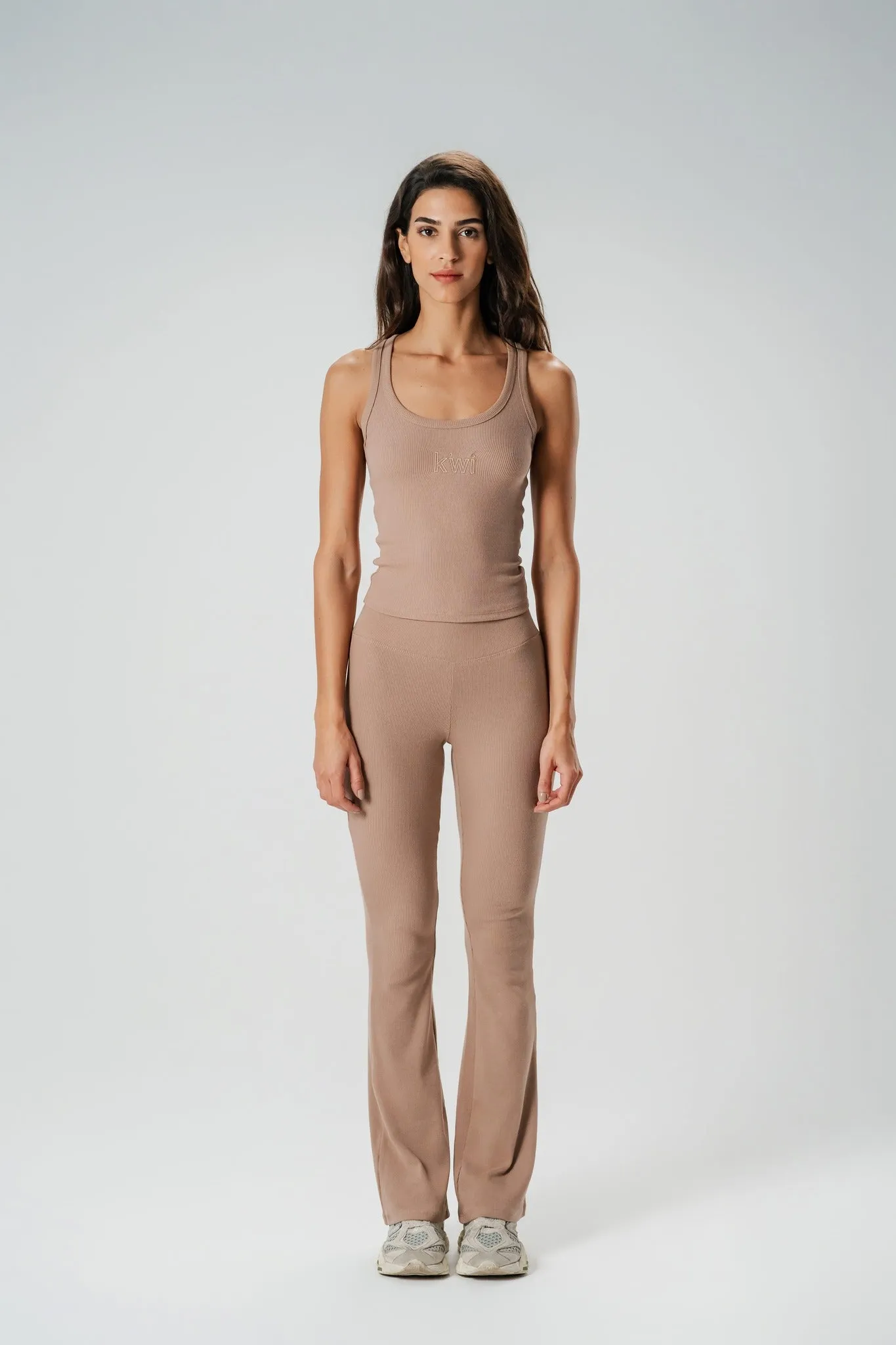 OG Ribbed Beige Flared Leggings