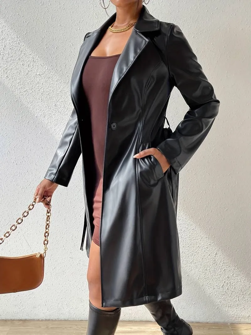 Olivia – Leather Blazer Coat for Women