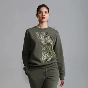 Organic Cotton Unisex Sweatshirt | Gold & black leopard on Khaki