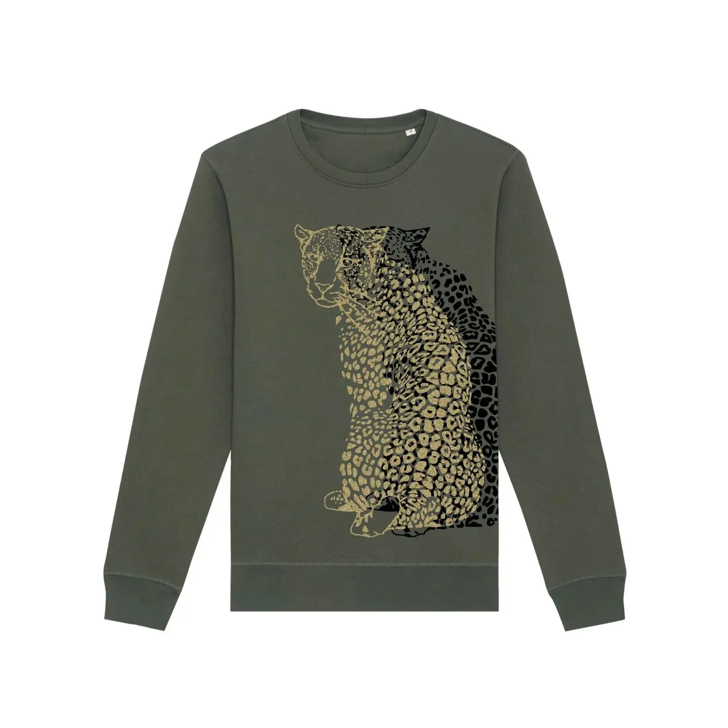 Organic Cotton Unisex Sweatshirt | Gold & black leopard on Khaki
