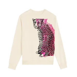 Organic Cotton Unisex Sweatshirt | Neon Pink Leopard