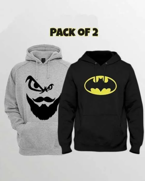 Pack of 2 hoodies Men Beard and Batman for womens both