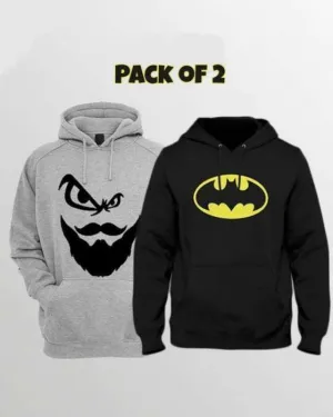 Pack of 2 hoodies Men Beard and Batman for womens both