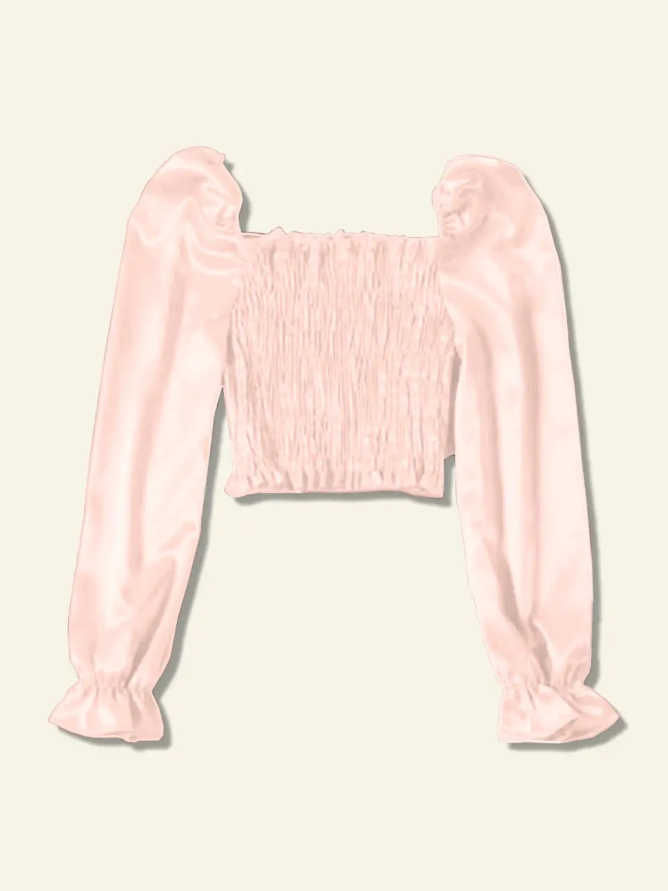 Parien Bell Sleeve Shirred Silk Crop Top (Clearance sale