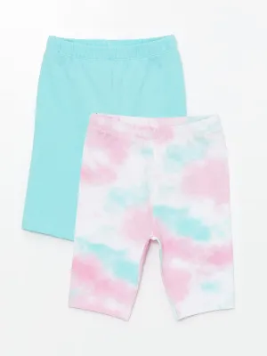 Patterned Baby Girl Shorts with Elastic Waist, 2-pack