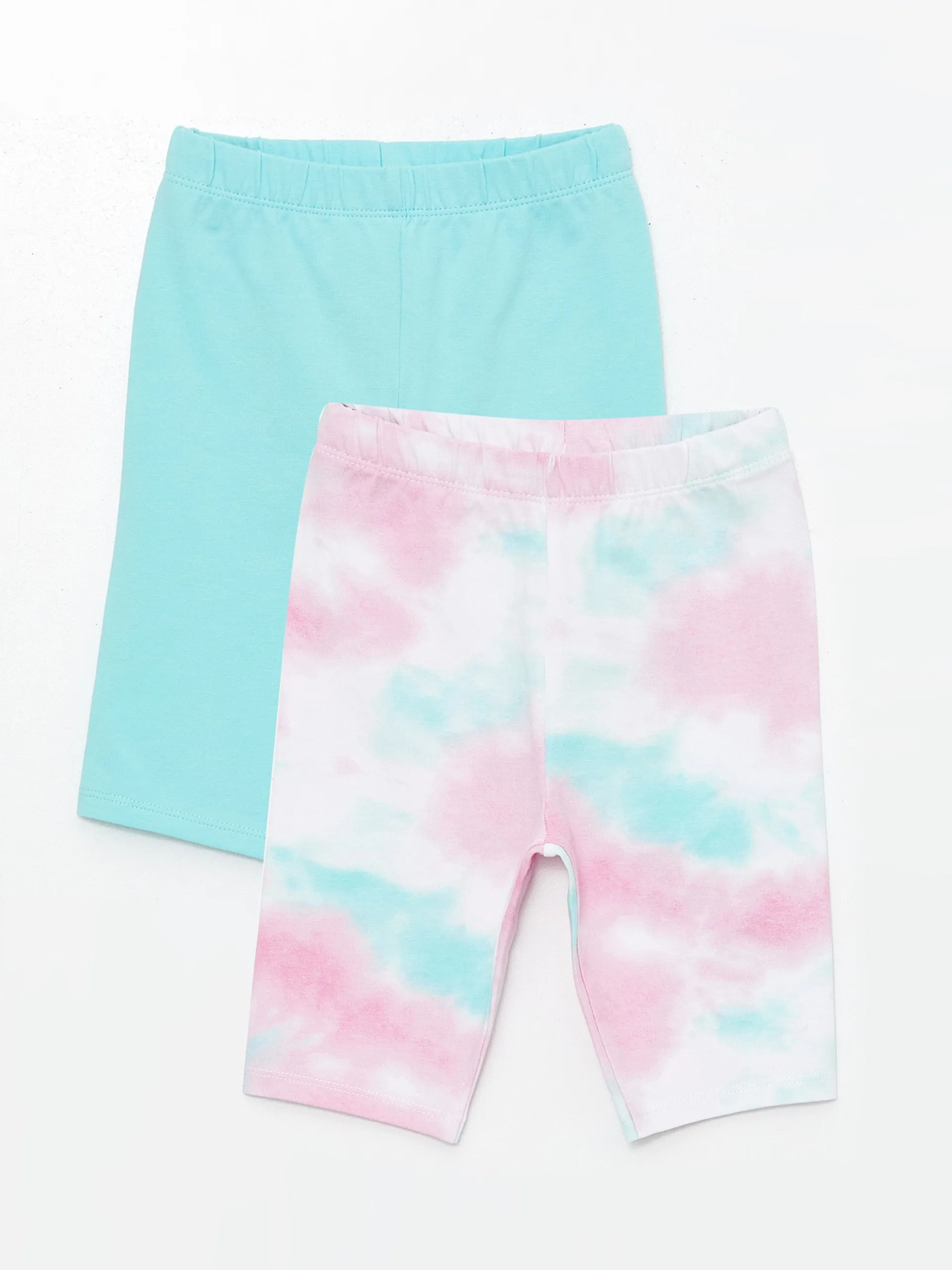 Patterned Baby Girl Shorts with Elastic Waist, 2-pack