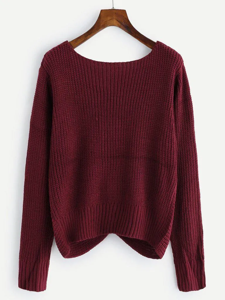 Pearl Beaded Detail Twist Sweater
