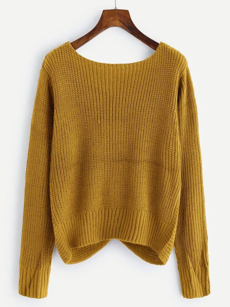 Pearl Beaded Detail Twist Sweater