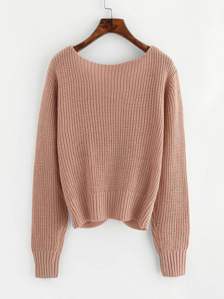 Pearl Beaded Detail Twist Sweater