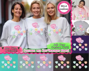 Personalized Candy Hearts Kids Names Valentine Tee or Sweatshirt