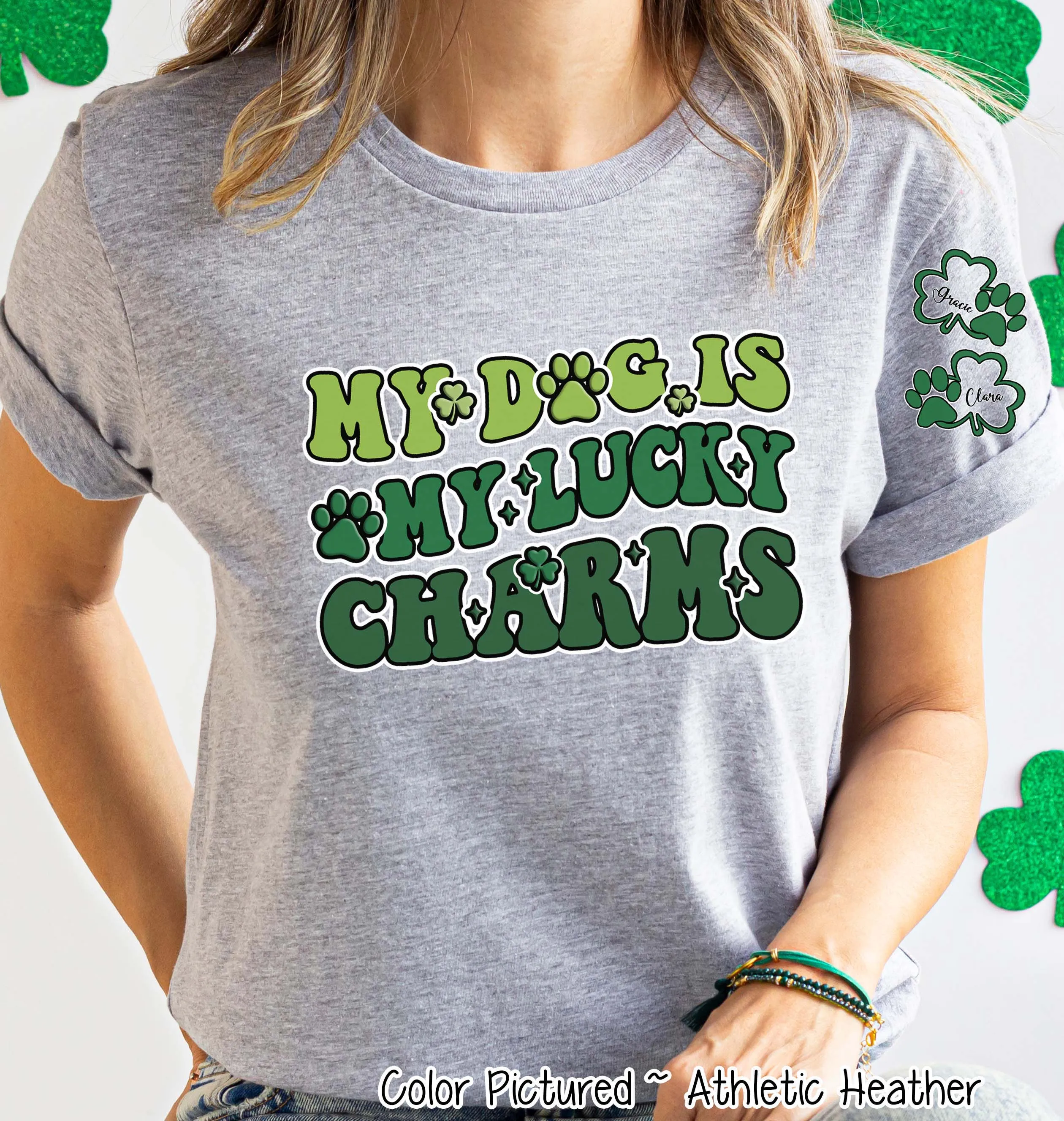 Personalized My Dog Is My Lucky Charm St Patricks Day Tee or Sweatshirt