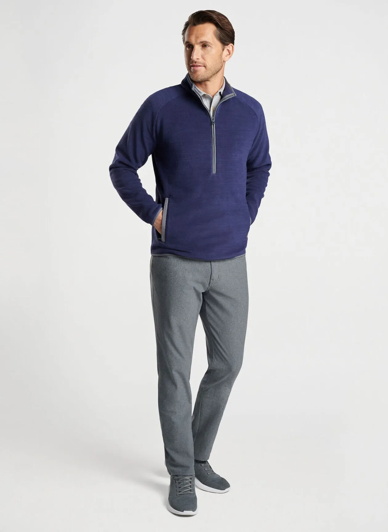 Peter Millar Mens Classic Fit Fade Half Zip - NAVY