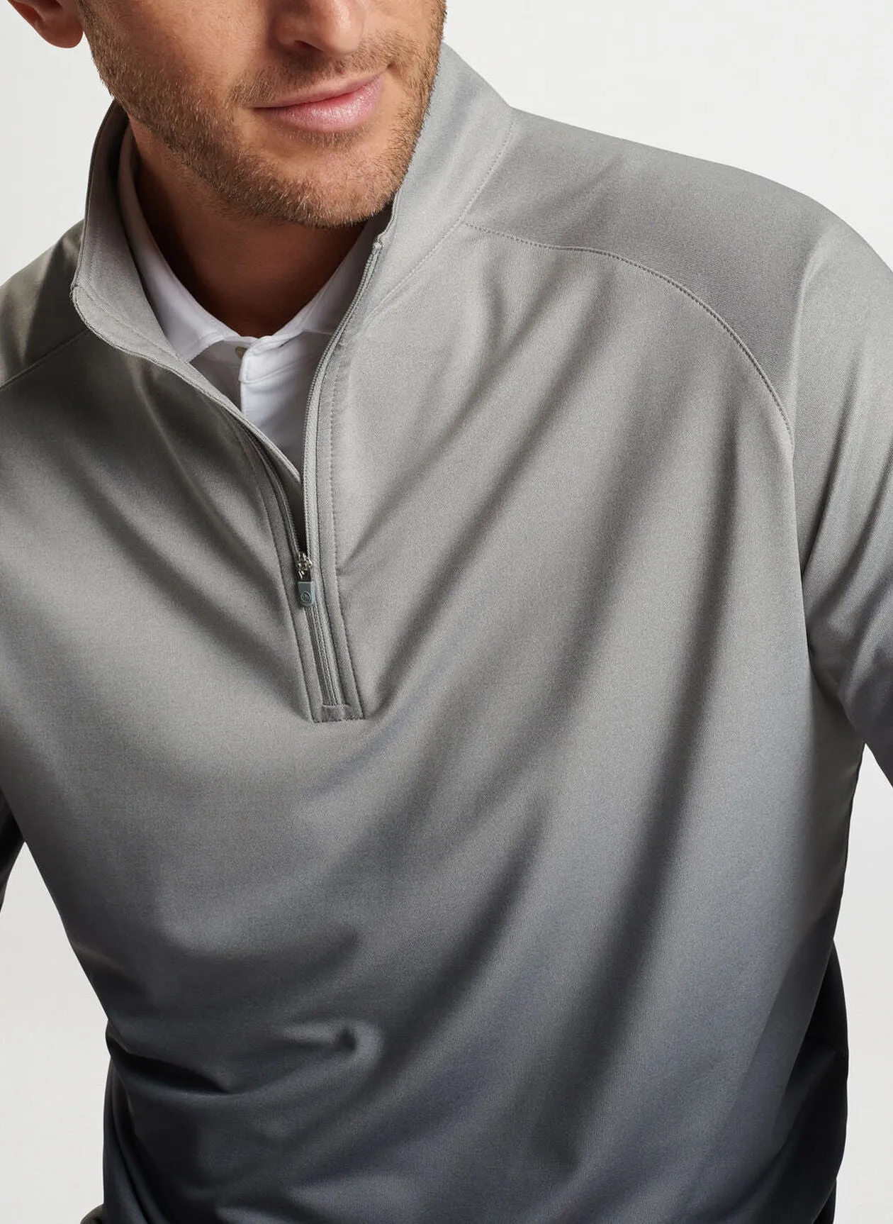 Peter Millar Mens Classic Fit Perth Ombre Performance Quarter-Zip - GALE GREY