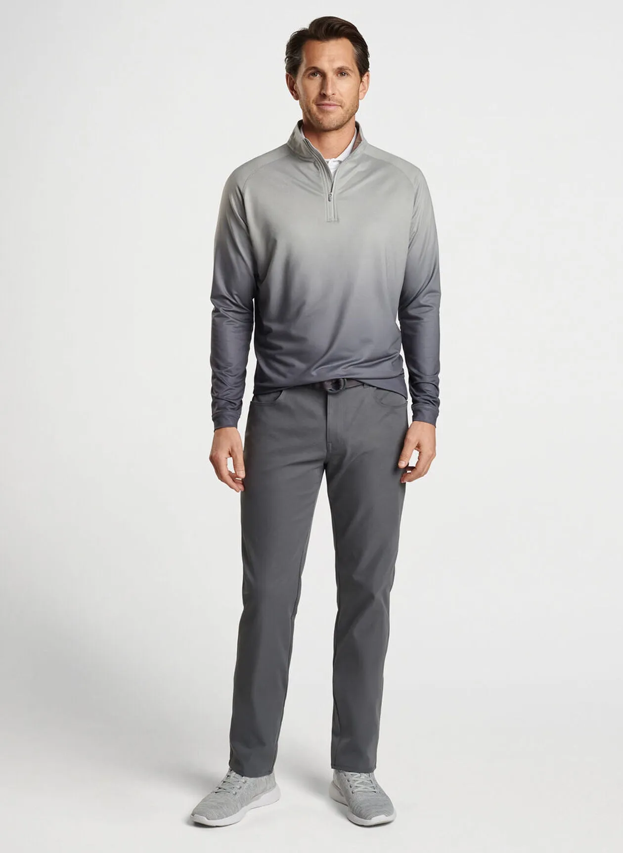 Peter Millar Mens Classic Fit Perth Ombre Performance Quarter-Zip - GALE GREY