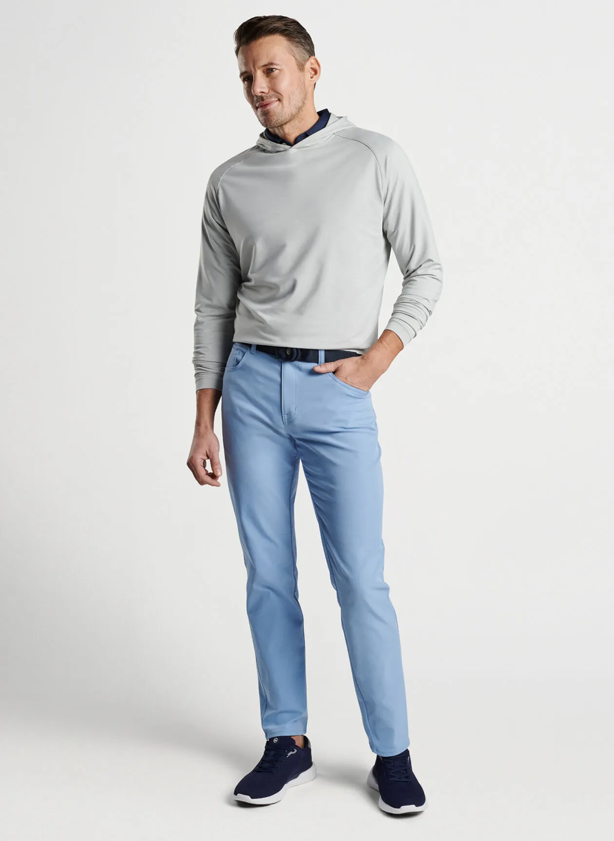 Peter Millar Mens Classic Fit Pine Performance Hoodie - BRITISH GREY