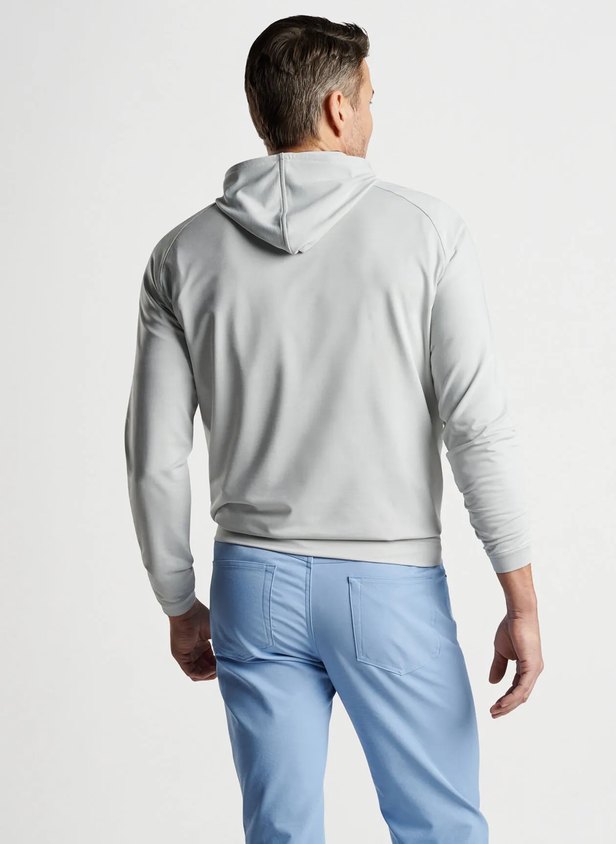 Peter Millar Mens Classic Fit Pine Performance Hoodie - BRITISH GREY