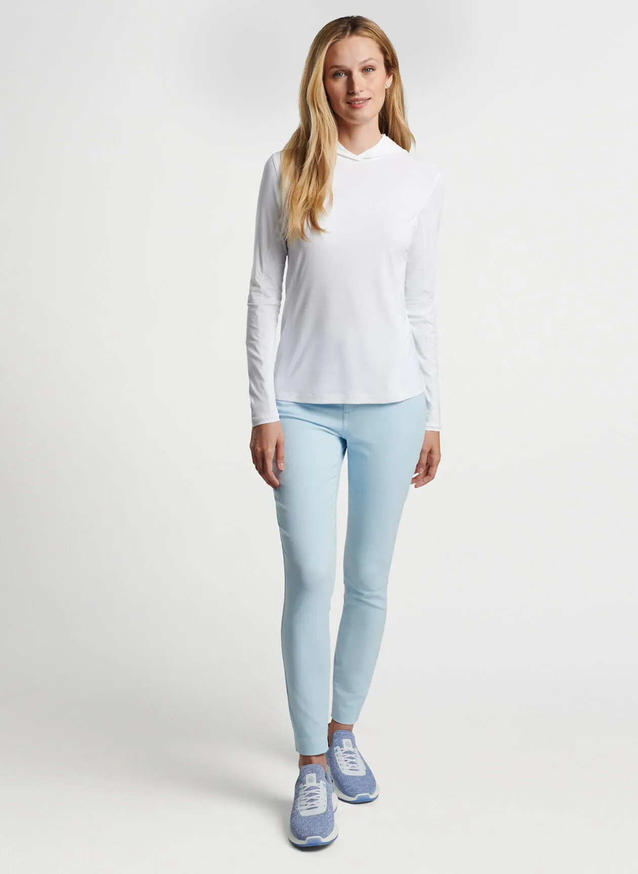 Peter Millar Womens Lightweight Hooded Long-Sleeve Sun Shirt - WHITE