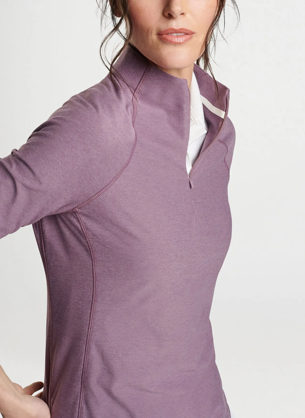 Peter Millar Womens Mélange Raglan-Sleeve Perth Layer - PARISIAN FIG