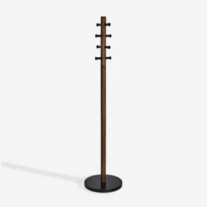 Pillar Coat Rack - Black & Walnut