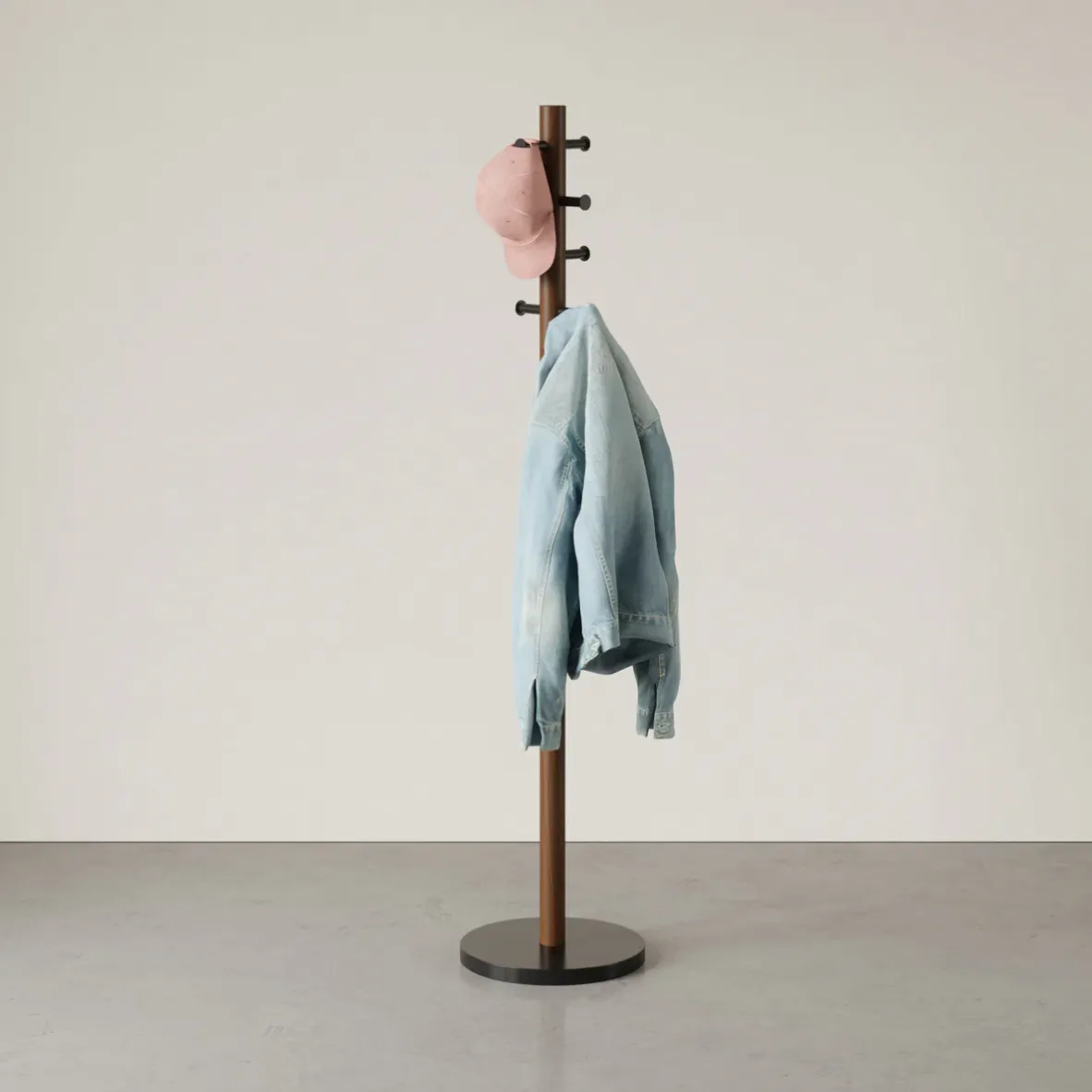 Pillar Coat Rack - Black & Walnut
