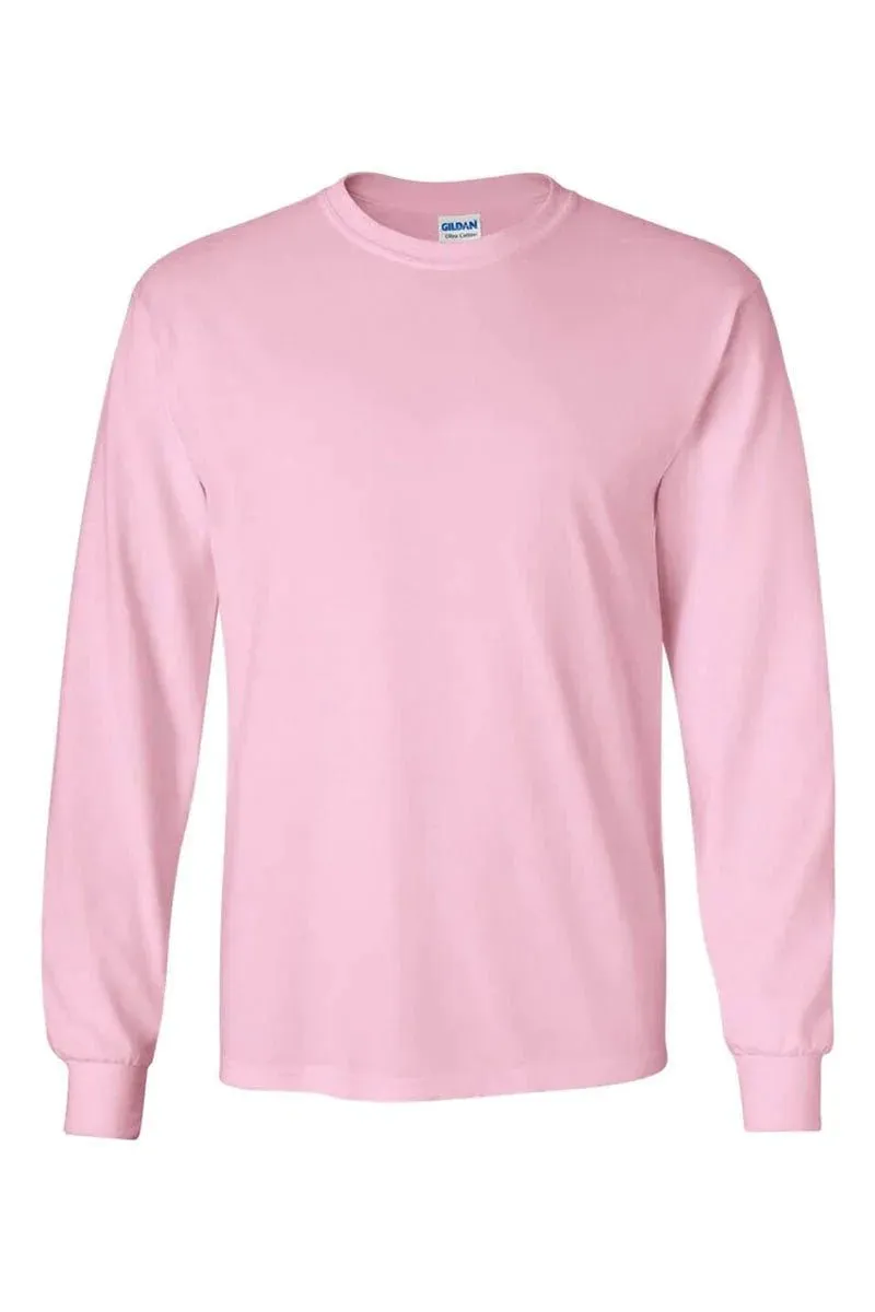 Pink North Pole Christmas Tree Farm Heavy Cotton Long Sleeve Adult T-Shirt