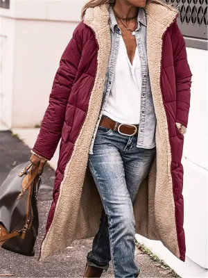 Plus Size Zip Up Hooded Coat