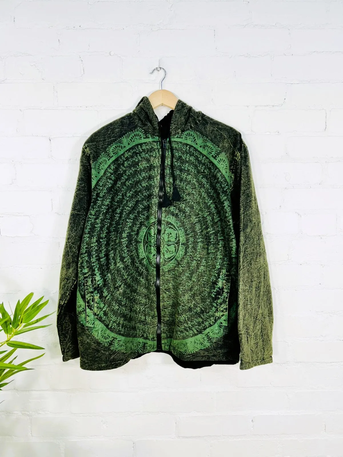 Prayer Print Lined Zip Hood Top
