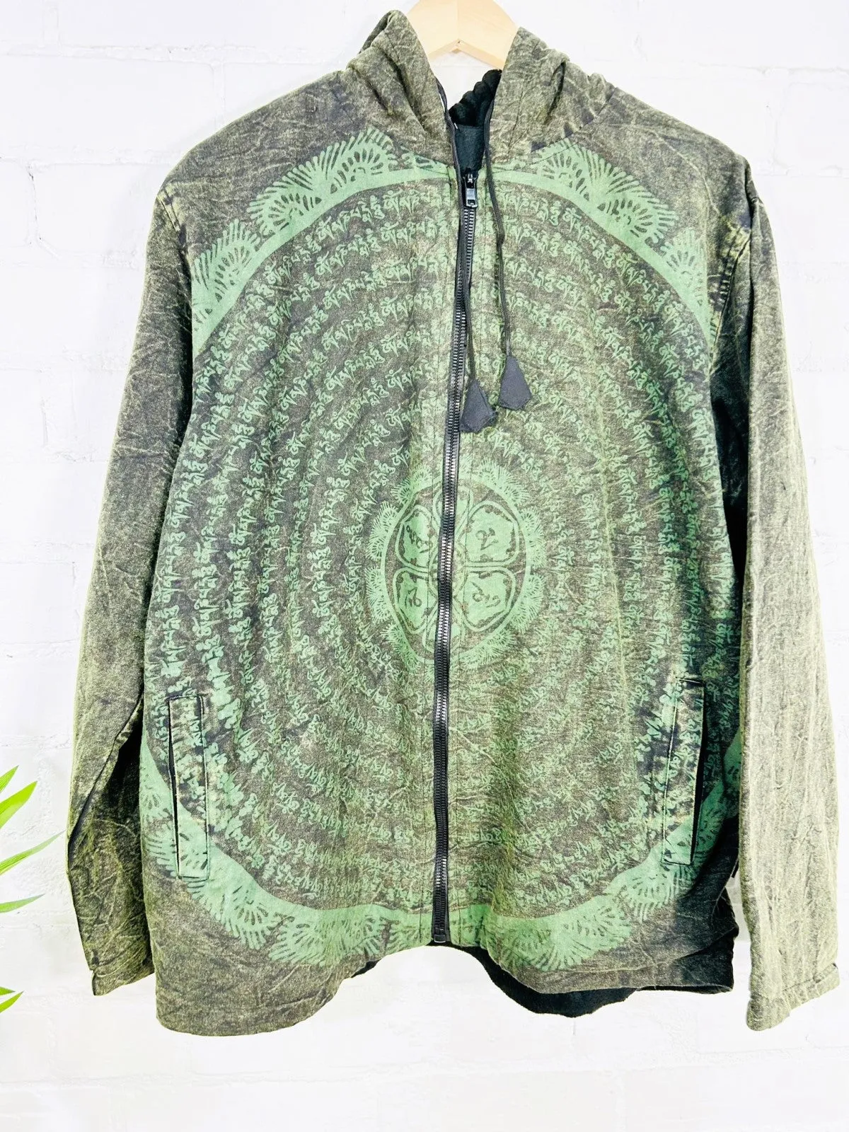 Prayer Print Lined Zip Hood Top