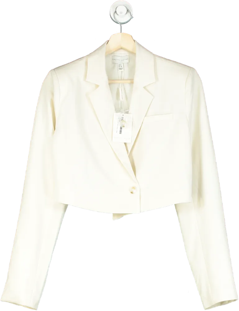 Pretty Lavish Oyster Breya Cropped Blazer UK 8