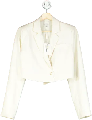 Pretty Lavish Oyster Breya Cropped Blazer UK 8